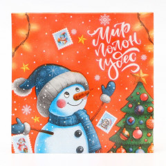 Набор салфеток бумажных «Весёлый снеговик» - Фото 2