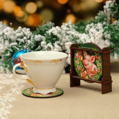 Набор подставок под горячее «Свинка. Благополучия и достатка в дом!» (4 шт.) - Фото 1