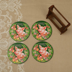 Набор подставок под горячее «Свинка. Благополучия и достатка в дом!» (4 шт.) - Фото 2