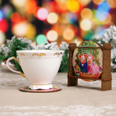 Набор подставок под горячее «Хрюши под ёлкой» (4 шт.) - Фото 1