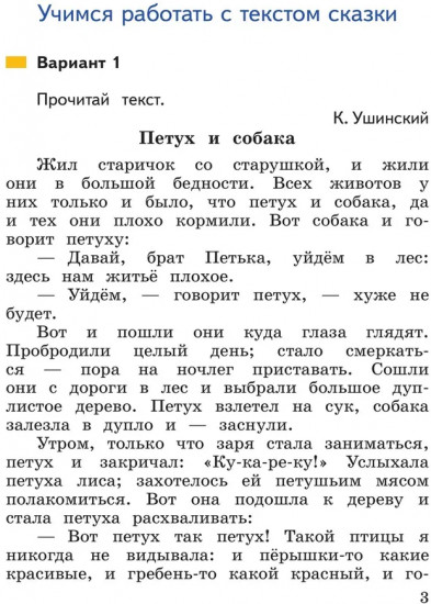 Литературное чтение. 1 класс. Работа с текстом
