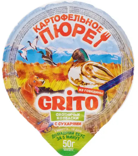 Пюре картофельное «Охотничьи колбаски из говядины с сухарями»