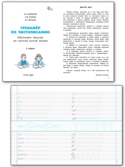 Тренажёр по чистописанию. 1 класс. Обучение письму на частой косой линии