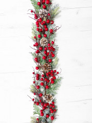 Гирлянда еловая с красными ягодами и шишками - Фото 1