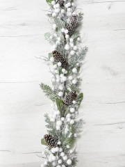 Гирлянда еловая с белыми ягодами и шишками - Фото 1
