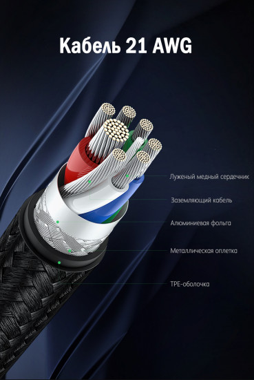 Угловой кабель для зарядки и передачи данных USB C-Lightning