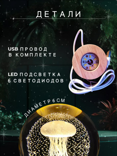 Стеклянный шар-ночник «Медуза»
