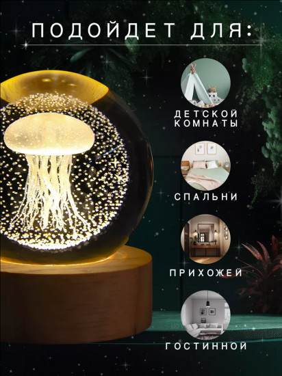 Стеклянный шар-ночник «Медуза»