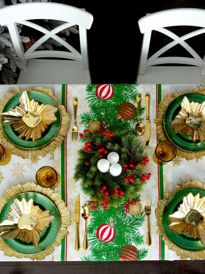 Комплект из скатерти и дорожки на стол «New Year’s garland»