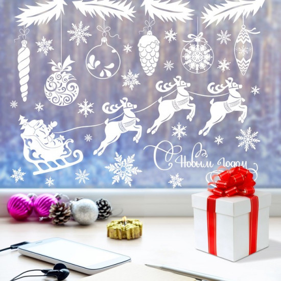 Наклейка для окон «Елочные украшения»