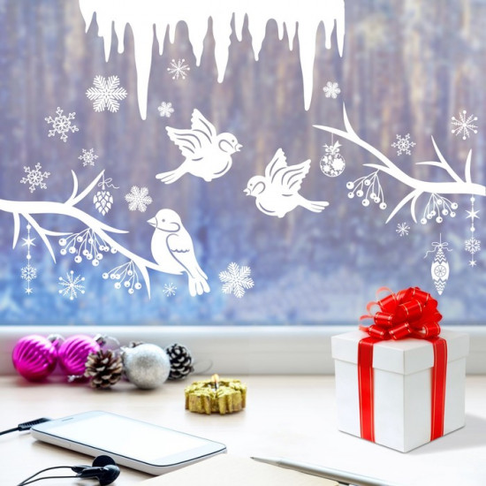 Наклейка для окон «Новогодние птички»
