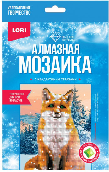 Мозаика алмазная для детей «Лисичка в снегу»