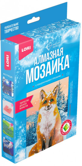 Мозаика алмазная для детей «Лисичка в снегу»