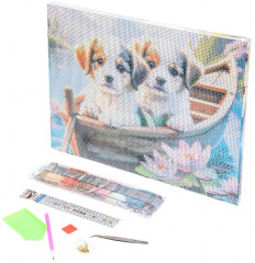 Мозаика алмазная «Щенки в лодке» - Фото 1