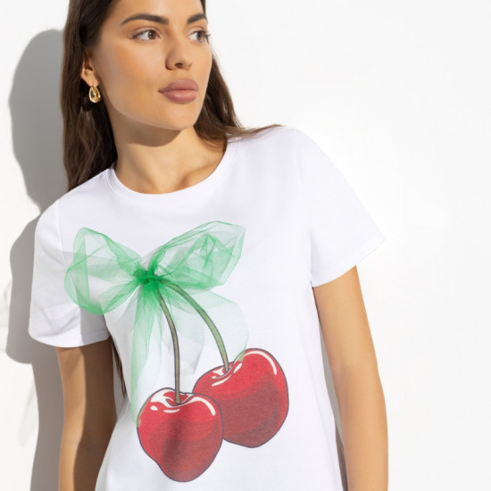 Футболка женская дизайнерская «Манерная принцесса cherries»