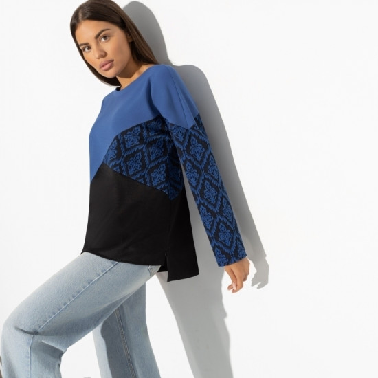 Туника женская свободного силуэта «Геометрия стиля blue fashion»