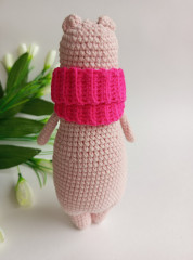 Мягкая вязаная игрушка «Мишка с шарфом» - Фото 2