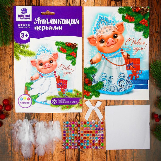 Аппликация перьями и стразами «Снегурочка»