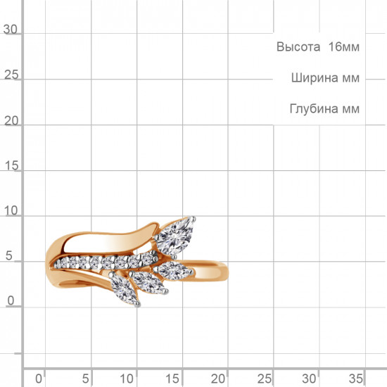 Кольцо из золоченого серебра с фианитами