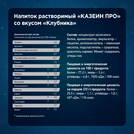 Казеин мицеллярный Micellar Casein Pro «Клубника»