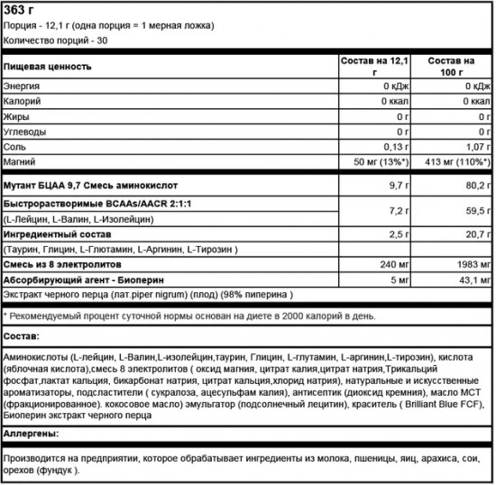 Комплекс аминокислот со вкусом ананаса «ВСАА 9.7. Pineapple Passion»