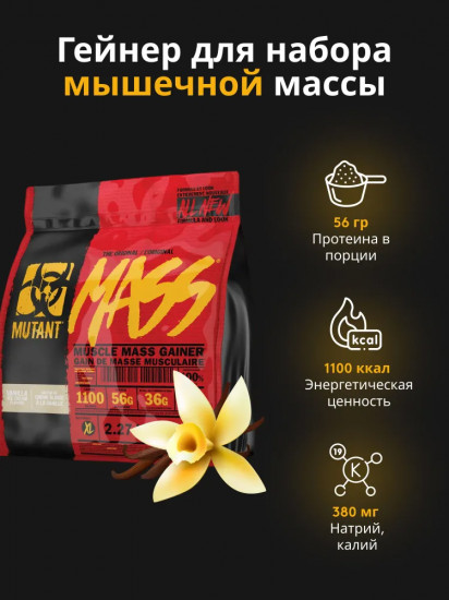 Гейнер со вкусом ванильного мороженого «Mass. Vanilla Ice Cream»