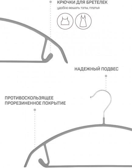 Вешалка-плечики для одежды с противоскользящим покрытием «Барбара»