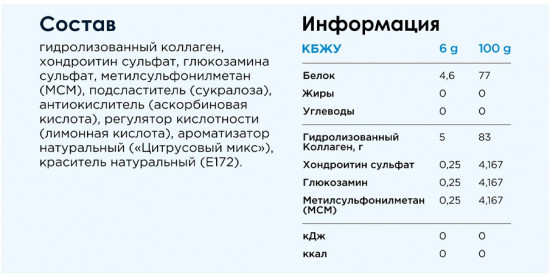 Коллаген «Collagen, Chondroitin, Glucosamine, MSM»