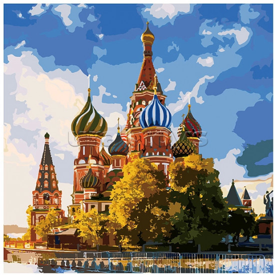 Роспись по холсту «Храм Василия Блаженного»