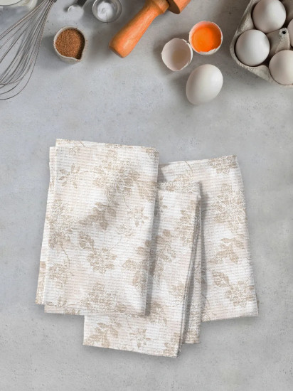 Комплект вафельных полотенец «Beige jacquard»