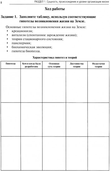 Биология. Часть 1. Рабочая тетрадь