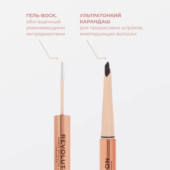 Карандаш для бровей контурный и гель для фиксации «Fluffy Brow Duo», оттенок Granite