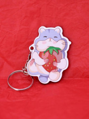 Брелок ECO из дерева «Хомячок и клубника» - Фото 3