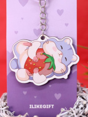 Брелок ECO из дерева «Хомячок и клубника» - Фото 5