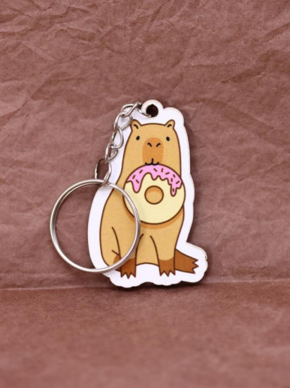 Брелок ECO из дерева «Capybara donut»