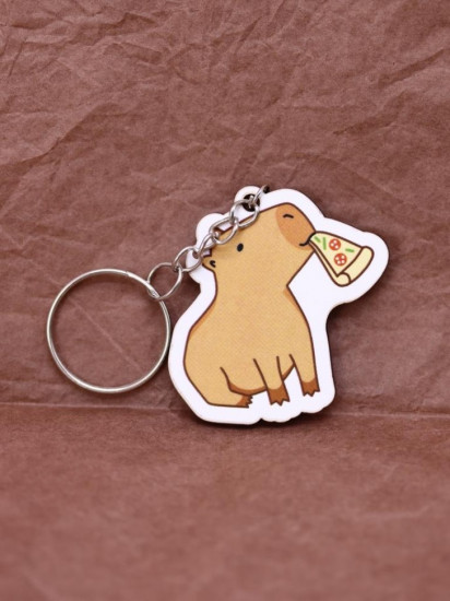 Брелок ECO из дерева «Capybara pizza»