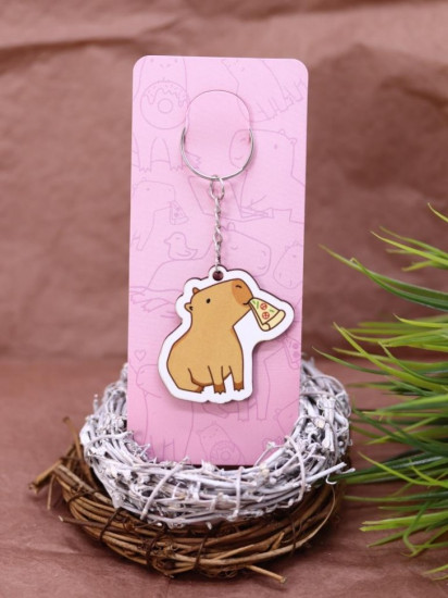 Брелок ECO из дерева «Capybara pizza»