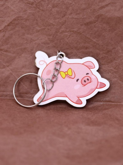 Брелок ECO из дерева «Cute pig bow»