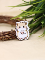 Значок ECO из дерева «Романтичный хомячок» - Фото 2