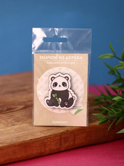 Значок ECO из дерева Bamboo Panda