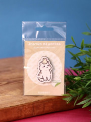 Значок ECO из дерева Cat and duck friends - Фото 1