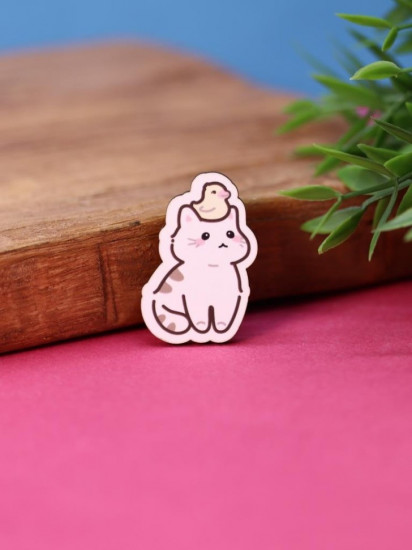 Значок ECO из дерева Cat and duck friends