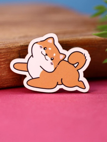 Значок ECO из дерева Lovely shiba inu