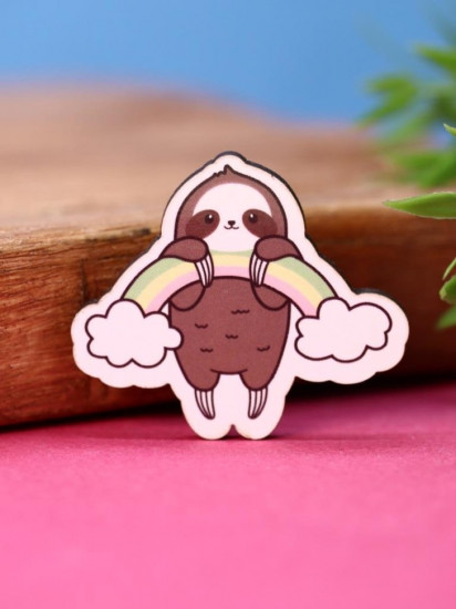 Значок ECO из дерева Rainbow Sloth