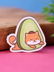 Значок ECO из дерева Shiba inu Avo Head - Фото 3