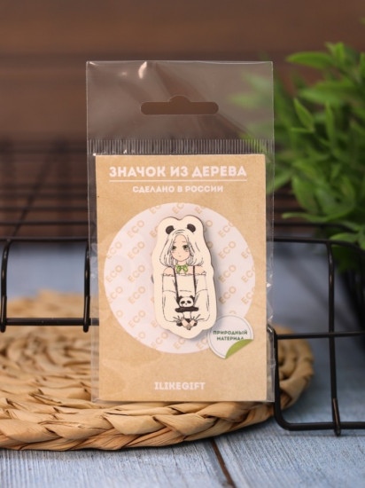 Значок ECO из дерева Аниме «Perfect panda girl»