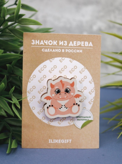 Значок ECO из дерева«Dragon»