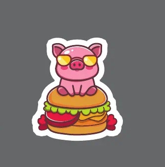 Значок ECO из дерева «Cool pig hamburger»