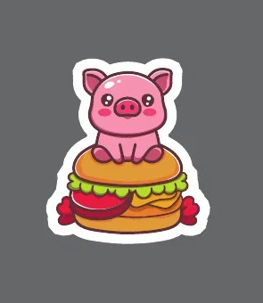 Значок ECO из дерева «Cute pig hamburger»