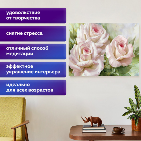 Алмазная мозаика «Бело-розовые розы»